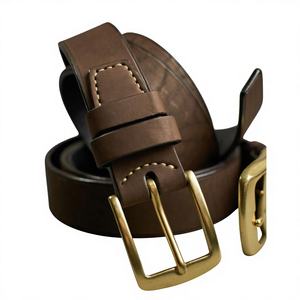 Ceinture pour homme en cuir de vachette de luxe avec boucle en acier, imperméable et écologique, largeur 3,8 cm, longueur 138 cm, fabriquée dans l'Uttar Pradesh - Product Image 1