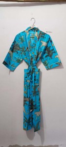 ชุดคลุมกิโมโนผ้าฝ้ายสำหรับผู้หญิง ลายสัตว์ ชุดเพื่อนเจ้าสาว ชุดนอนฤดูร้อน ไซส์เดียว ปิดด้วยเชือกผูก ระบายอากาศได้ดี - Product Image 2