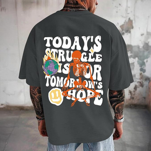 Oversized Graphic <b>Tshirt</b> for Men Letter Print Vintage T Shirt Tees Casual Loose Fit Retro Streetwear Shirts Tops - Product Image 3
