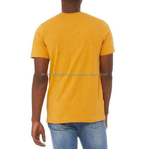 Camiseta de Hombre de Color Amarillo, Cuello Redondo, Manga Corta, 100% Algodón, Secado Rápido, Transpirable, Logotipo Personalizado OEM, Diseño Sólido - Product Image 3