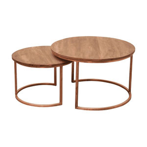 Industrial Round Shape Metal And Wooden Coffee <b>Table</b> Black & <b>Brown</b> Finished For Home Living Room Decorative Furniture - Product Image 6