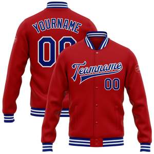 เสื้อแจ็คเก็ตเบสบอลแบบ Letterman ราคาโรงงาน รับสั่งทำ ปักชื่อ หมายเลข โลโก้ ทีม  ขอบแขนและชายเสื้อแบบริบ  ขายส่ง - Product Image 1