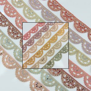 Rubans brodés multicolores festonnés en perles effet miroir, garnitures ethniques pour mariée, fournitures de couture et d'artisanat - Product Image 4