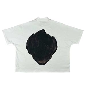 T-shirt thermique ample en coton épais 100 % imprimé en relief, coupe carrée, en molleton bouclette délavé à l'acide, grande taille - Product Image 2