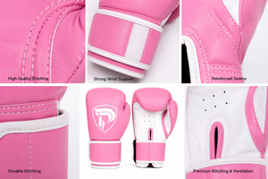 Guantes de Boxeo Profesionales Portátiles Dumela International, Color Rosa y Blanco, Cuero Genuino, Personalizados, Alta Calidad, Entrenamiento Vertical - Product Image 2