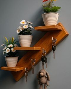 Premium Natural Wooden <b>Key</b> Holder with 6 Heavy Duty Hooks Wall Mounted <b>Key</b> <b>Hanger</b> for Living Room Hallway Office - Product Image 4