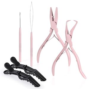 Stainless Steel Strong Hold Hair <b>Extension</b> <b>Beading</b> Kit Micro Link Pliers Pulling Hook Regal Impex - Product Image 1