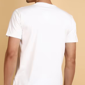 เสื้อยืดผู้ชายสีขาวผ้าฝ้ายขายส่ง พิมพ์โลโก้ OEM ตามสั่ง ระบายอากาศได้ดี เสื้อยืดฤดูร้อน โรงงานผลิตโดยตรง - Product Image 2