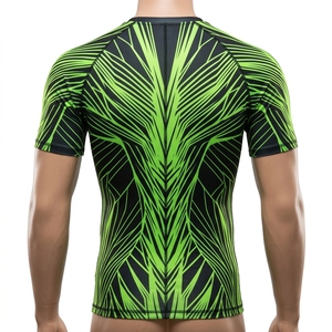 <b>Men</b> Short Sleeve Compression Shirt Black Neon Green Graphic Print Gym Fitness Running Sportswear Performance <b>Base</b> <b>Layer</b> - Product Image 2