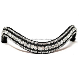 Forma de onda Original Saddle Leather Horse ceja banda decorada con cristales brillantes diamantes de imitación cadena de metal Bling ceja banda - Product Image 1