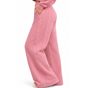 <b>Womens</b> Flare Fleece <b>Trousers</b> Relaxed Wide Leg Pant Custom Wholesale Manufacturer OEM ODM Private Label Winter Streetwear Apparel - Product Image 4