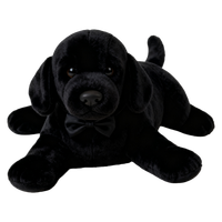 Boneka Labrador Retriever Hitam Besar Realistis dengan Dasi Kupu-kupu, Boneka Hewan Anjing yang Lembut, Menyenangkan, dan Berpose Tertidur