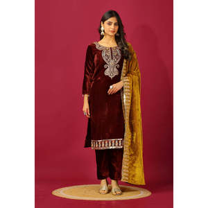 Conjunto de traje de fiesta para mujer de diseñador, top con dupatta y pantalón completamente cosido - Product Image 6