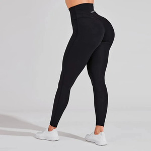 Women's Quick Dry Yoga <b>Leggings</b> High Waist 100% Cotton <b>Silk</b> and Spandex Skinny Fit for Gym Seasonal Knitted Fabric with Logo - Product Image 1