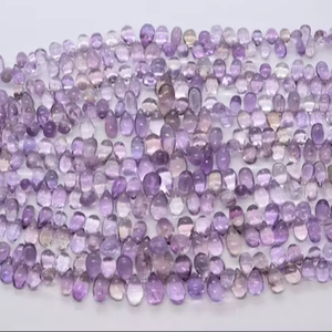 Perles en améthyste naturelle du Brésil, forme goutte lisse, taille 5x8 à 6x11 MM, perles en améthyste de 8 pouces, perles en améthyste - Product Image 1