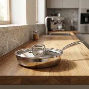 Poêle à frire triple couche en acier inoxydable 304 de 24 cm, très demandée, avec surface antiadhésive pour saisir, sauter et griller - Product Image 2