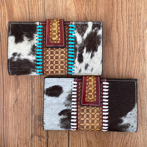Cuero de piel de vaca real, bolso de mano tallado a mano, funda de teléfono con estampado occidental, billetera elegante, carteras de diseñador de usos múltiples - Product Image 2