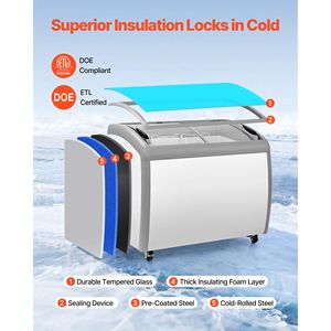 Congelador Comercial para Helados de 9.3 Pies Cúbicos, Congelador Horizontal con Temperatura Ajustable, Congelador Superior Móvil Profundo con 3 Cestas de Alambre - Product Image 4