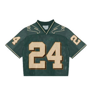 Custom Manufacturer American Vintage Soccer Oversized Knitted Mesh V-Neck Crop Boxy Mesh Jersey <b>Men's</b> american football uniform - Product Image 3