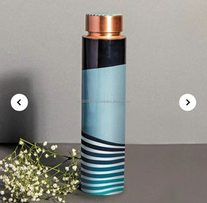 Durable copper <b>water</b> <b>bottle</b> with enamel printed design for kids school office daily healthy hydration - Product Image 5