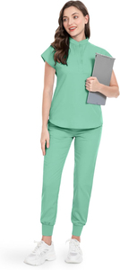 Ensembles de blouses médicales unisexes personnalisables avec logo, uniformes d'hôpital en coton, hauts et pantalons, et joggers chirurgicaux pour médecins et infirmières - Product Image 4