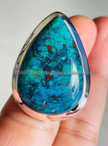 Anillo único de plata de ley sólida con crisocola de malaquita de alta calidad, regalo de joyería hecho a mano para ella y él - Product Image 5