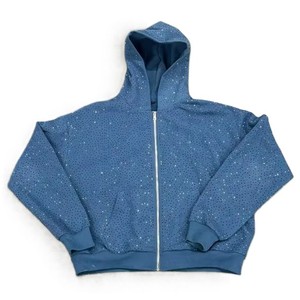 High Quality Cotton Fleece Knitted Regular Fit Acid Wash Men's Stain Less <b>Zip</b> Hoodies Plain Dyed Embroidered Vintage Style - Product Image 1