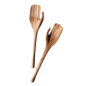 Ensemble de cuillères et fourchettes à salade en bois d'olivier naturel, sculptées à la main, écologiques, avec manche torsadé, pour la cuisine - Product Image 6