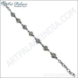 925 Silver <b>Bracelet</b> Plain <b>Bracelet</b> With Loose <b>Rainbow</b> Moonstone Adorable Gemstone <b>Bracelet</b> <b>Rainbow</b> Moonstone <b>Bracelet</b> - Product Image 1