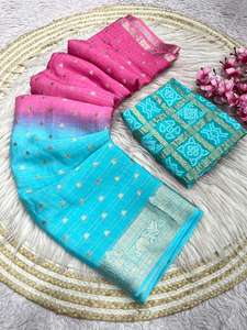 ผ้าซิ่นชีฟองดีไซน์หรูหราพร้อมเสื้อคลุมสุดสง่างาม ทันสมัย สวยงาม  แบบอินเดีย  สำหรับงานปาร์ตี้  ชุดส่าหรีสำหรับผู้หญิง - Product Image 2