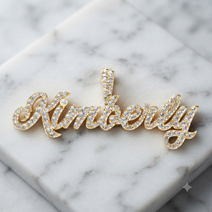 Collar con Placa de Nombre Personalizada en Plata 925 con Letras Cursivas y Diamantes Cultivados en Laboratorio, Colgante Personalizado Estilo Hip Hop, Regalo - Product Image 3