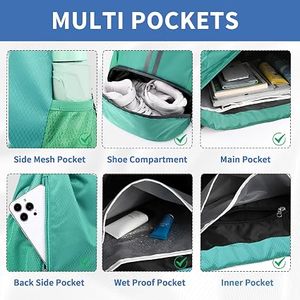 Canvas <b>Drawstring</b> <b>Backpack</b> Side Mesh Pockets Zippered Bottom Compartment 30-40L Model SB06 for Sports - Product Image 3