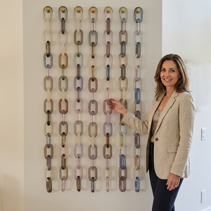 Escultura de Pared Artística de Resina Impermeable, Cadena de Eslabones Moldeada a Mano, Multicolor, Forma Irregular, Decoración para el Hogar - Product Image 1