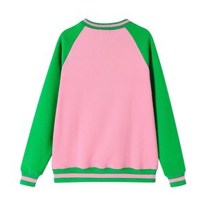 Sudadera Unisex AKA Rosa Verde de Felpa con Cuello Redondo y Espalda Negra, Cálida y Casual, con Parche Bordado, Estilo Urbano - Product Image 2