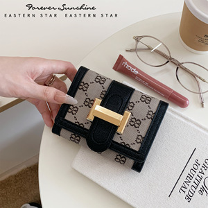 Fair Quality Premium Class Women's Short 7 Card Slots Classic Fashion PU Leather <b>Money</b> Clip Gold H-Buckle Ladies <b>Wallets</b> - Product Image 3