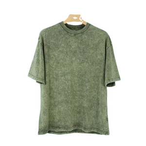 Camisetas Personalizadas Extra Grandes con Cuello Alto, Estilo Casual Vintage, Ligeras, de Alta Calidad, 100% Algodón, Lavado Ácido, Efecto Desteñido por el Sol, para Otoño - Product Image 1