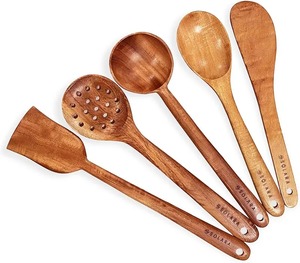 Ensemble de couverts en bois avec logo personnalisé, en bambou, réutilisables, écologiques, ustensiles de table durables, vaisselle de cuisine - Product Image 2