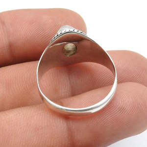 Bohemian Style Solid <b>Ring</b> With Oval Cut Rainbow Moonstone Gemstone <b>Crafted</b> From 925 Sterling Silver Handmade Unisex Design <b>Ring</b> - Product Image 3