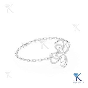 Elegant Lab Grown Diamond Floral Link <b>Bracelet</b> 14K <b>Solid</b> Gold Luxury Fine Unisex Minimalist Jewelry Party Gift - Product Image 3