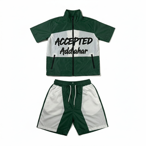 Conjunto Deportivo de Color Blocking Addahar, Manga Corta, Cierre Frontal, Unisex, Deportivo, Verano, Ligero, Poliéster, Casual para Adultos - Product Image 1