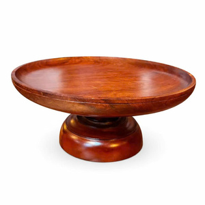 Plateau de présentation rond en bois de rose massif, moderne, écologique, poli à la main, décoratif, pour la décoration de table, cadeaux - Product Image 1