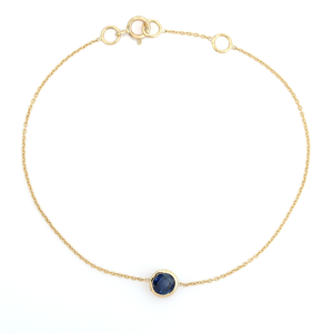 Pulsera de Oro Sólido de 14K con Zafiro Azul Engastado en Bisel, Precio Mayorista de Fábrica, Joyería Apilable para Uso Diario, Proveedor - Product Image 1