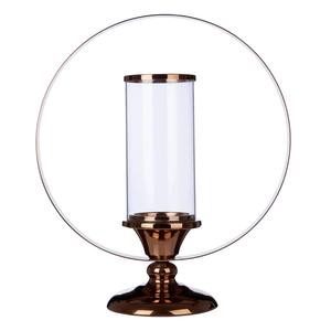 Candelabro Nórdico de Metal Redondo en Oro Rosa, Campana de Vidrio, Portavelas Geométrico para Decoración de Mesa de Boda de Lujo - Product Image 1