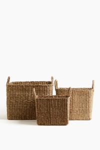 <b>Square</b> grass <b>basket</b> with two handles Handmade Storage <b>Basket</b> Wholesale eco-friendly Made in Vietnam - Product Image 4