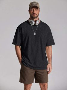 Camiseta Moderna para Hombre, Talla Grande, Corte Holgado, Hombros Caídos, Manga Corta, Estilo Casual Urbano, Transpirable, de Secado Rápido, Algodón Ecológico - Product Image 2