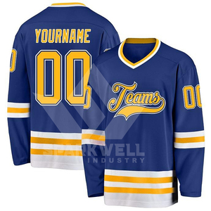 Maillot de hockey sur glace orange personnalisé pour homme, col en V, manches longues, rayé, nom et numéro personnalisés, respirant, polyester, uniforme d'équipe - Product Image 6
