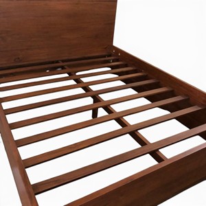 Scandinavian Solid Teak Wood Platform <b>Bed</b> Frame with Slatted Base and Wide Headboard Eco-Friendly Durable King/<b>Queen</b> <b>Sizes</b> - Product Image 6