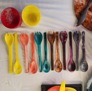 Elegante Juego de 3 Cucharas de Resina para Decoración de Mesa, Juego de Utensilios Multicolor para Servir Ensaladas, Suministros al por Mayor - Product Image 5