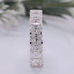 Anillo de Eternidad Completo con Diamantes Cultivados en Laboratorio de Corte Radiante, Oro Blanco de 14K, Anillo de Boda con Garras Compartidas, Regalo - Product Image 3