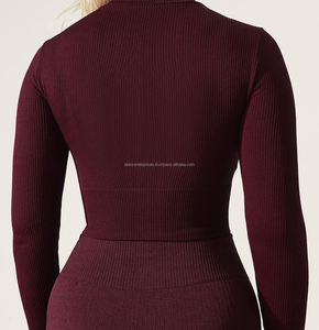 Tops de fitness con cremallera en T de verano para mujer, camiseta de manga larga para correr, entrenamiento de gimnasio Atlético - Product Image 3